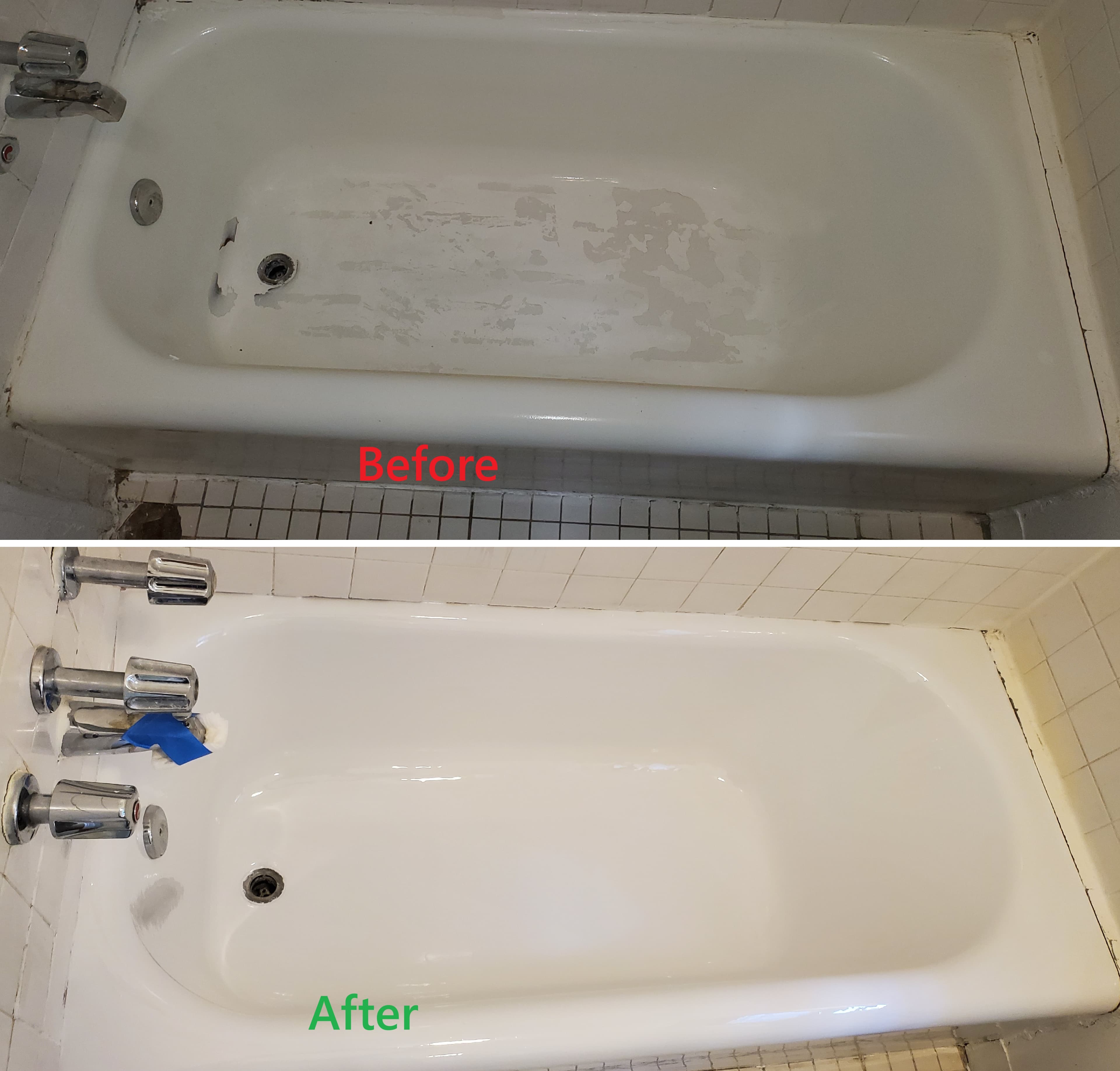 Bathtub reglazing before and after by Master Tub 