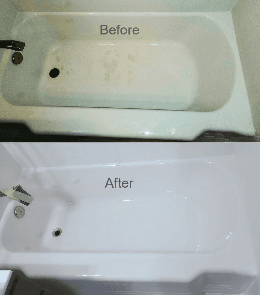 Bathtub resurfacing before and after by Master Tub Milwaukee